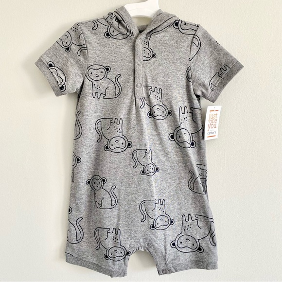 Carter’s Monkey Hooded Romper - Picture 1 of 3